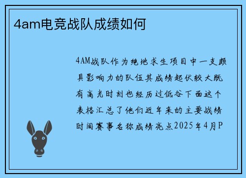 4am电竞战队成绩如何